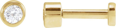 14K Gold Natural Diamond Round Bezel-Set Earrings - Yellow Gold