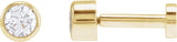 14K Gold Natural Diamond Round Bezel-Set Earrings - Yellow Gold