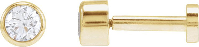 14K Gold Natural Diamond Round Bezel-Set Earrings - Yellow Gold