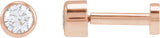14K Gold Natural Diamond Round Bezel-Set Earrings - Rose Gold
