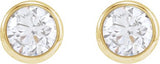 14K Gold Natural Diamond Round Bezel-Set Earrings - Yellow Gold - view 2