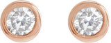 14K Gold Natural Diamond Round Bezel-Set Earrings - Rose Gold - view 2