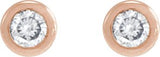 14K Gold Natural Diamond Round Bezel-Set Earrings - Rose Gold - view 2
