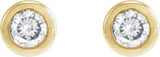 14K Gold Natural Diamond Round Bezel-Set Earrings - Yellow Gold - view 2
