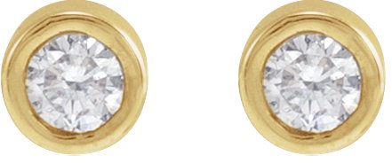 14K Gold Natural Diamond Round Bezel-Set Earrings - Yellow Gold - view 2