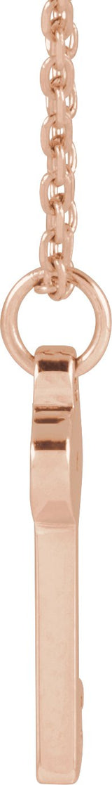 14K Gold Round Natural Diamond Accented Key Necklace or Pendant - Rose Gold - view 2