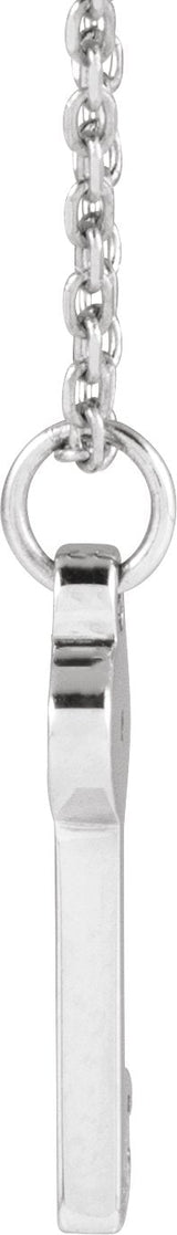 Platinum Round Natural Diamond Accented Key Necklace or Pendant - view 2