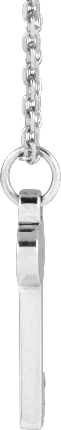 14K Gold Round Natural Diamond Accented Key Necklace or Pendant - White Gold - view 2