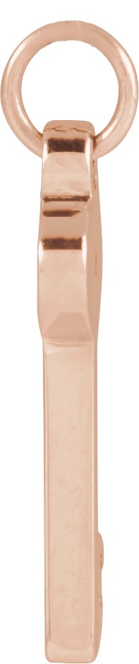 14K Gold Round Natural Diamond Accented Key Necklace or Pendant - Rose Gold - view 2