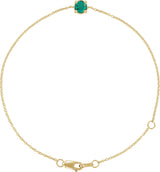 14K Gold Round Natural Emerald Solitaire Link Bracelet - Yellow Gold