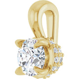 14K Gold Round Natural Diamond Hidden Halo Pendant - Yellow Gold - view 2
