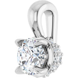 14K Gold Round Natural Diamond Hidden Halo Pendant - White Gold - view 2