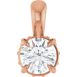 14K Gold Round Natural Diamond Hidden Halo Pendant - Rose Gold