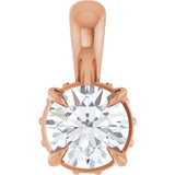 14K Gold Round Natural Diamond Hidden Halo Pendant - Rose Gold