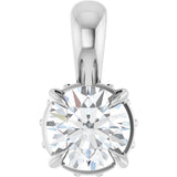 Platinum Round Natural Diamond Hidden Halo Pendant