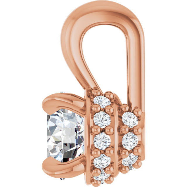 14K Gold Round Natural Diamond Hidden Halo Pendant - Rose Gold - view 3