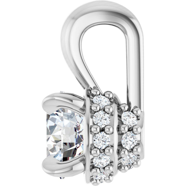 14K Gold Round Natural Diamond Hidden Halo Pendant - White Gold - view 3