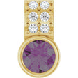 14K Gold Round Natural Alexandrite Accented Bezel-Set Pendant - Yellow Gold