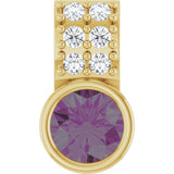 14K Gold Round Natural Alexandrite Accented Bezel-Set Pendant - Yellow Gold