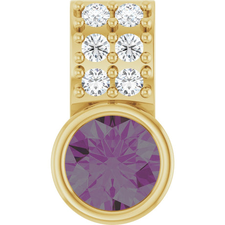 14K Gold Round Natural Alexandrite Accented Bezel-Set Pendant - Yellow Gold