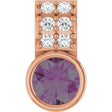 14K Gold Round Lab-Grown Alexandrite Accented Bezel-Set Pendant - Rose Gold