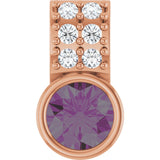 14K Gold Round Lab-Grown Alexandrite Accented Bezel-Set Pendant - Rose Gold
