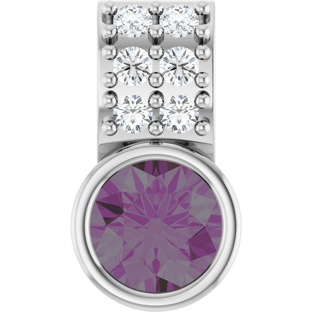 Platinum Round Natural Alexandrite Accented Bezel-Set Pendant