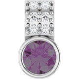 Platinum Round Lab-Grown Alexandrite Accented Bezel-Set Pendant