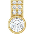 14K Gold Round Natural White Sapphire Accented Bezel-Set Pendant - Yellow Gold
