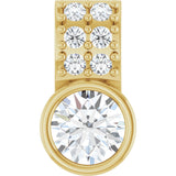 14K Gold Round Natural White Sapphire Accented Bezel-Set Pendant - Yellow Gold