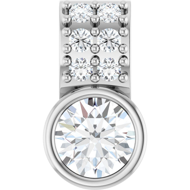 Platinum Round Lab-Grown Diamond Accented Bezel-Set Pendant