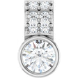 Platinum Round Natural White Sapphire Accented Bezel-Set Pendant