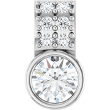 Platinum Round Natural White Sapphire Accented Bezel-Set Pendant