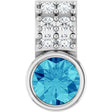 Platinum Round Natural Blue Zircon Accented Bezel-Set Pendant