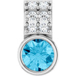 Platinum Round Natural Aquamarine Accented Bezel-Set Pendant