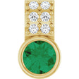 14K Gold Round Lab-Grown Emerald Accented Bezel-Set Pendant - Yellow Gold