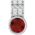 Platinum Round Natural Mozambique Garnet Accented Bezel-Set Pendant