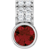 Platinum Round Natural Mozambique Garnet Accented Bezel-Set Pendant