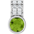 Platinum Round Natural Peridot Accented Bezel-Set Pendant