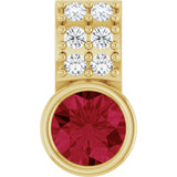 14K Gold Round Lab-Grown Ruby Accented Bezel-Set Pendant - Yellow Gold
