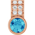 14K Gold Round Natural Blue Zircon Accented Bezel-Set Pendant - Rose Gold