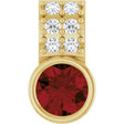 14K Gold Round Natural Mozambique Garnet Accented Bezel-Set Pendant - Yellow Gold