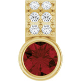 14K Gold Round Natural Mozambique Garnet Accented Bezel-Set Pendant - Yellow Gold