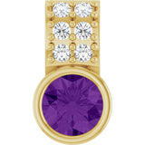 14K Gold Round Natural Amethyst Accented Bezel-Set Pendant - Yellow Gold