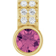 14K Gold Round Natural Pink Tourmaline Accented Bezel-Set Pendant - Yellow Gold