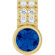 14K Gold Round Lab-Grown Blue Sapphire Accented Bezel-Set Pendant - Yellow Gold