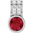 Platinum Round Lab-Grown Ruby Accented Bezel-Set Pendant