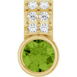 14K Gold Round Natural Peridot Accented Bezel-Set Pendant - Yellow Gold