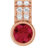 14K Gold Round Natural Ruby Accented Bezel-Set Pendant - Rose Gold