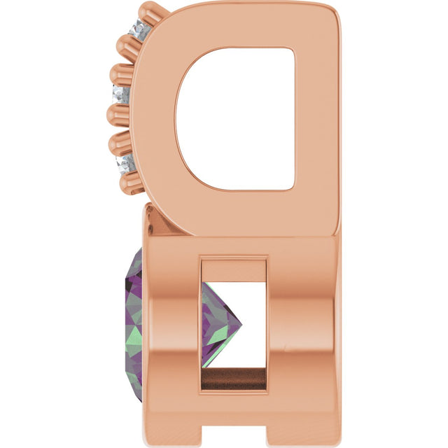 14K Gold Round Lab-Grown Alexandrite Accented Bezel-Set Pendant - Rose Gold - view 3